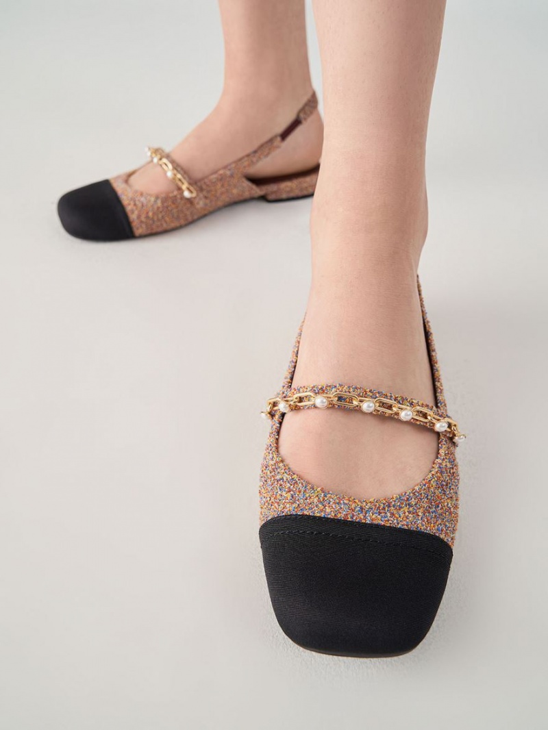 παπουτσια mary jane Charles And Keith Beaded Chain-Link Terry Cloth & Grosgrain Slingback κοκκινα | 04128-SDJX