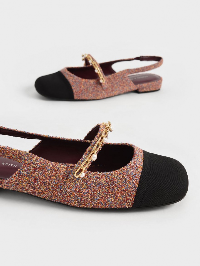 παπουτσια mary jane Charles And Keith Beaded Chain-Link Terry Cloth & Grosgrain Slingback κοκκινα | 04128-SDJX