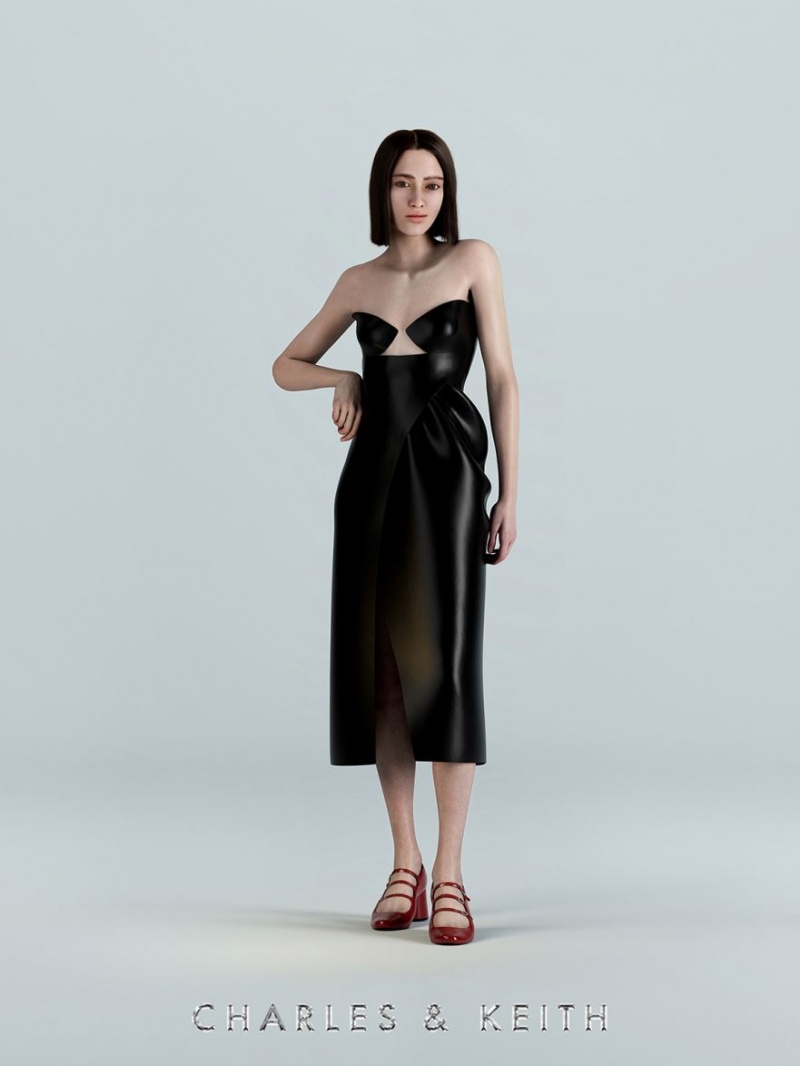 παπουτσια mary jane Charles And Keith Buckled Cylindrical Heel κοκκινα | 74159-TDEY
