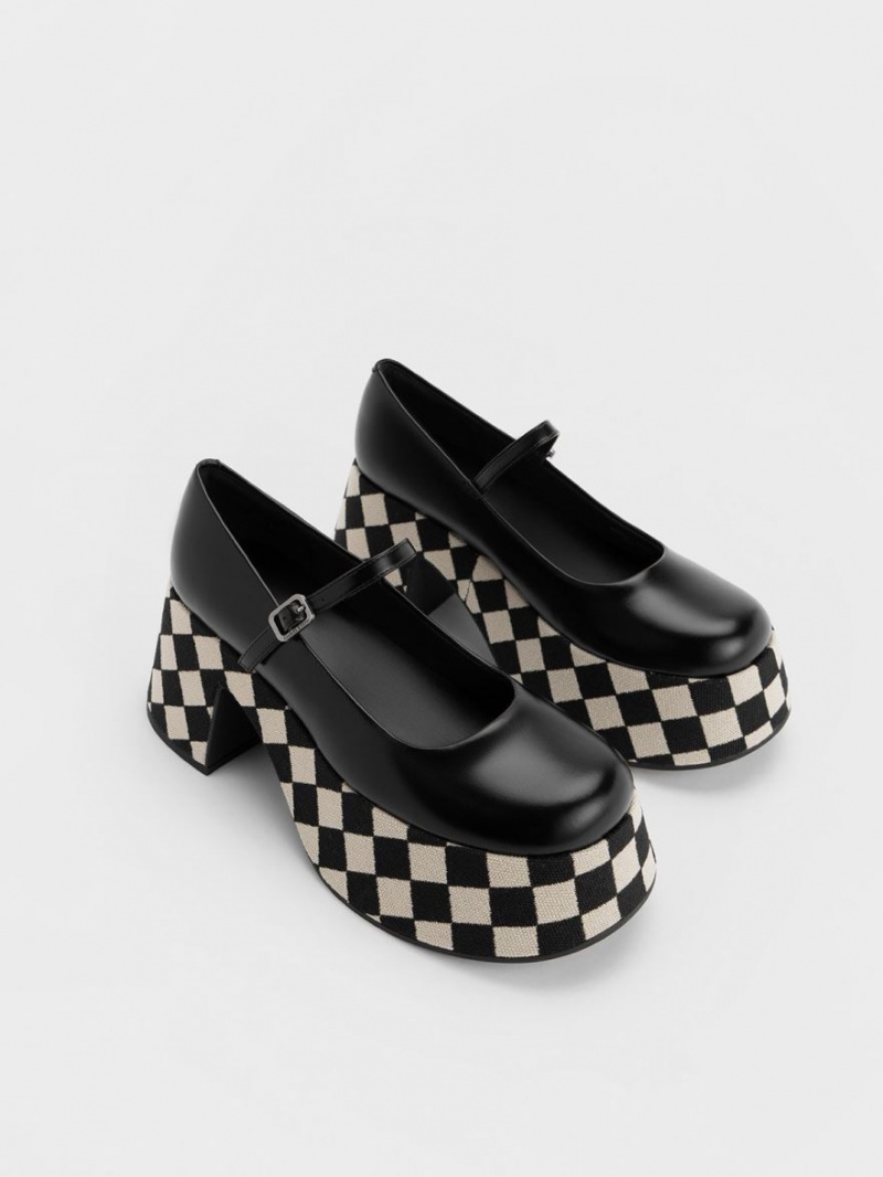 παπουτσια mary jane Charles And Keith Checkered flatforms Πολύχρωμο | 23051-USNI
