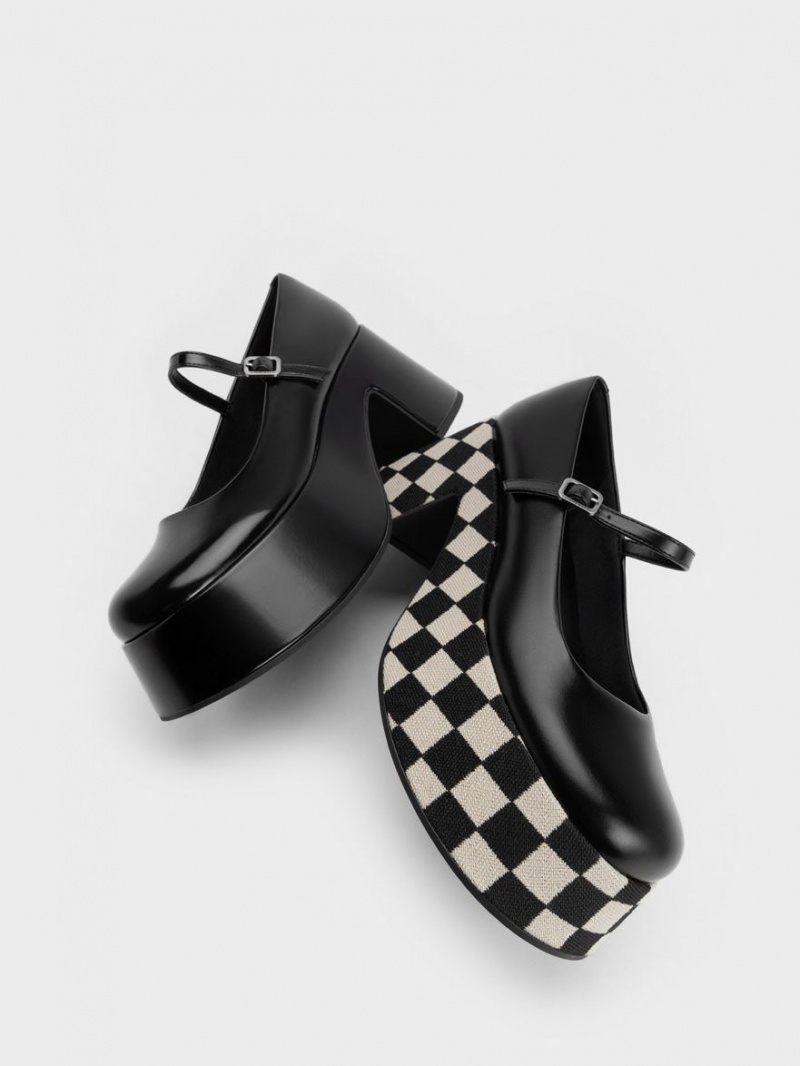 παπουτσια mary jane Charles And Keith Checkered flatforms Πολύχρωμο | 23051-USNI