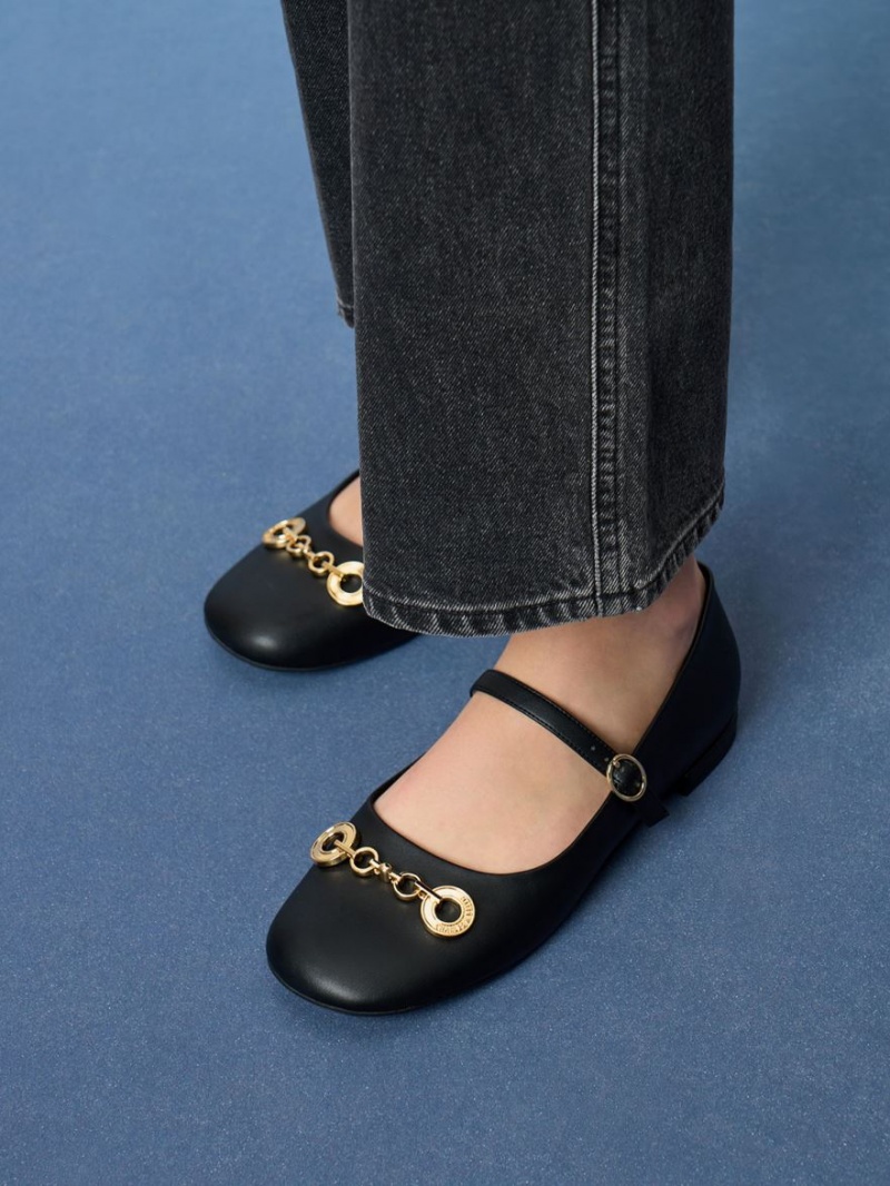 παπουτσια mary jane Charles And Keith Circle Chain-Link μαυρα | 65071-GHDK