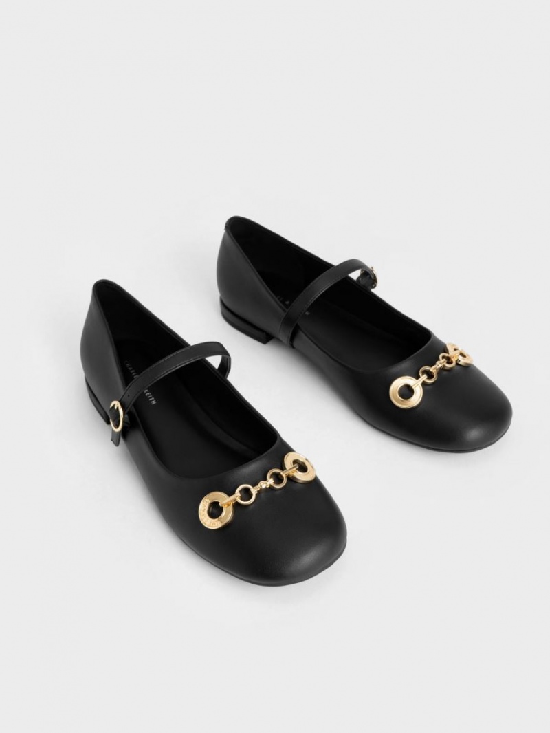 παπουτσια mary jane Charles And Keith Circle Chain-Link μαυρα | 65071-GHDK