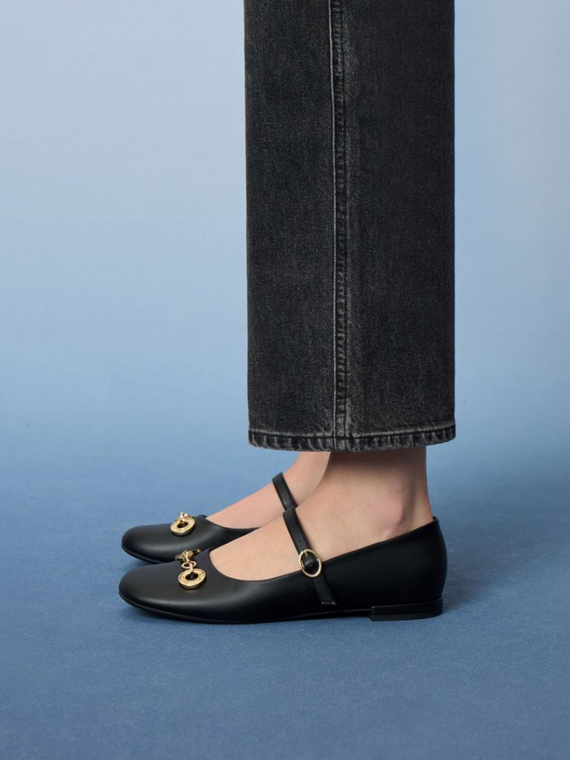 παπουτσια mary jane Charles And Keith Circle Chain-Link μαυρα | 65071-GHDK