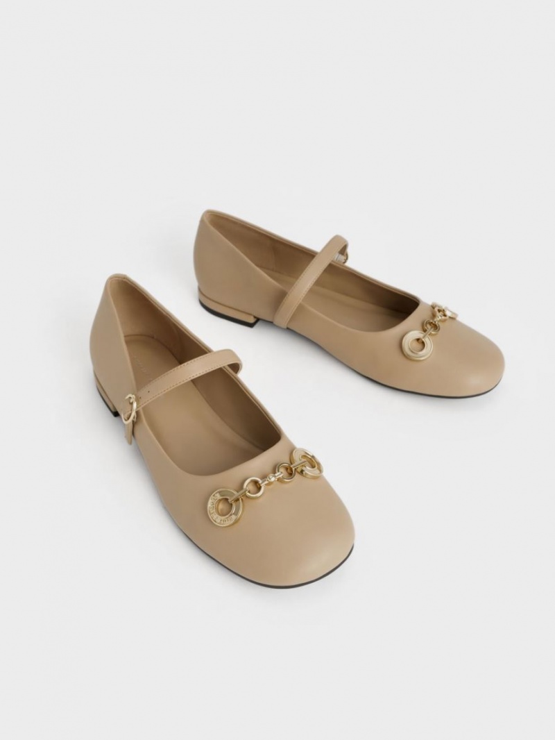 παπουτσια mary jane Charles And Keith Circle Chain-Link Μπεζ | 45861-DYXA