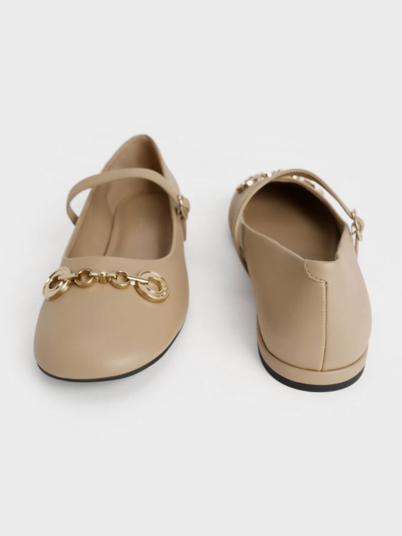 παπουτσια mary jane Charles And Keith Circle Chain-Link Μπεζ | 45861-DYXA