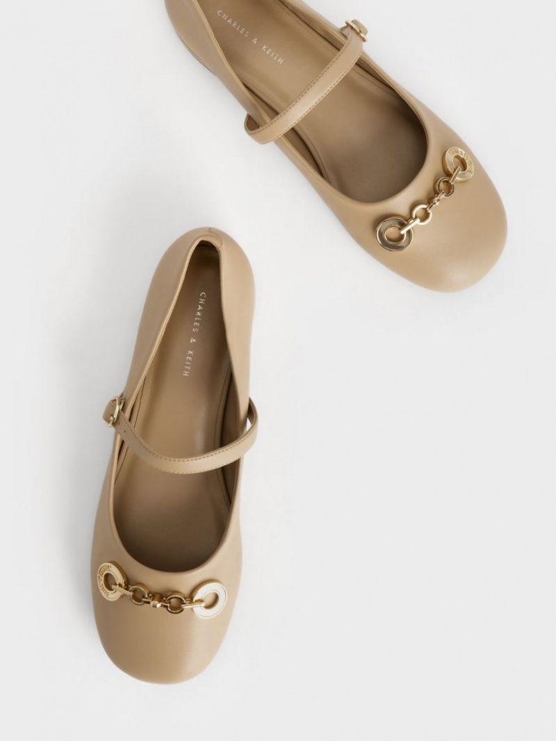 παπουτσια mary jane Charles And Keith Circle Chain-Link Μπεζ | 45861-DYXA
