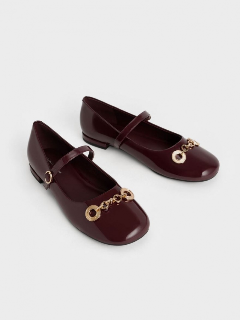 παπουτσια mary jane Charles And Keith Circle Chain-Link λουστρινι μπορντο | 10984-KGRW