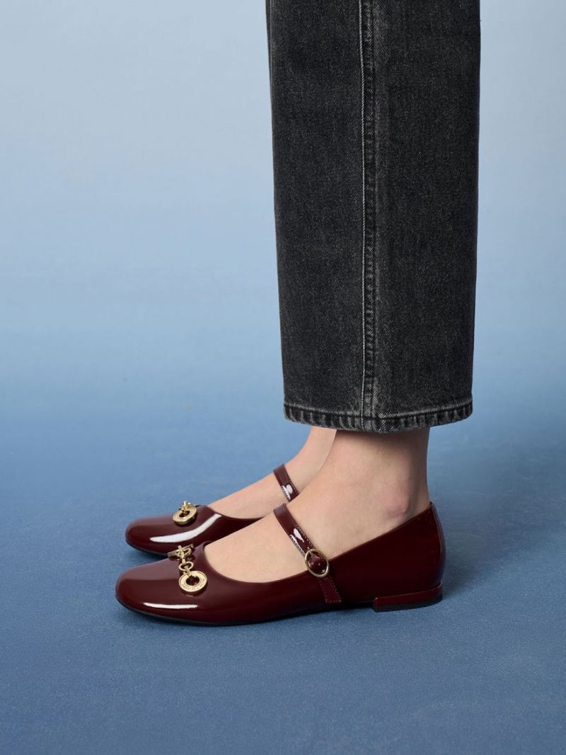 παπουτσια mary jane Charles And Keith Circle Chain-Link λουστρινι μπορντο | 10984-KGRW