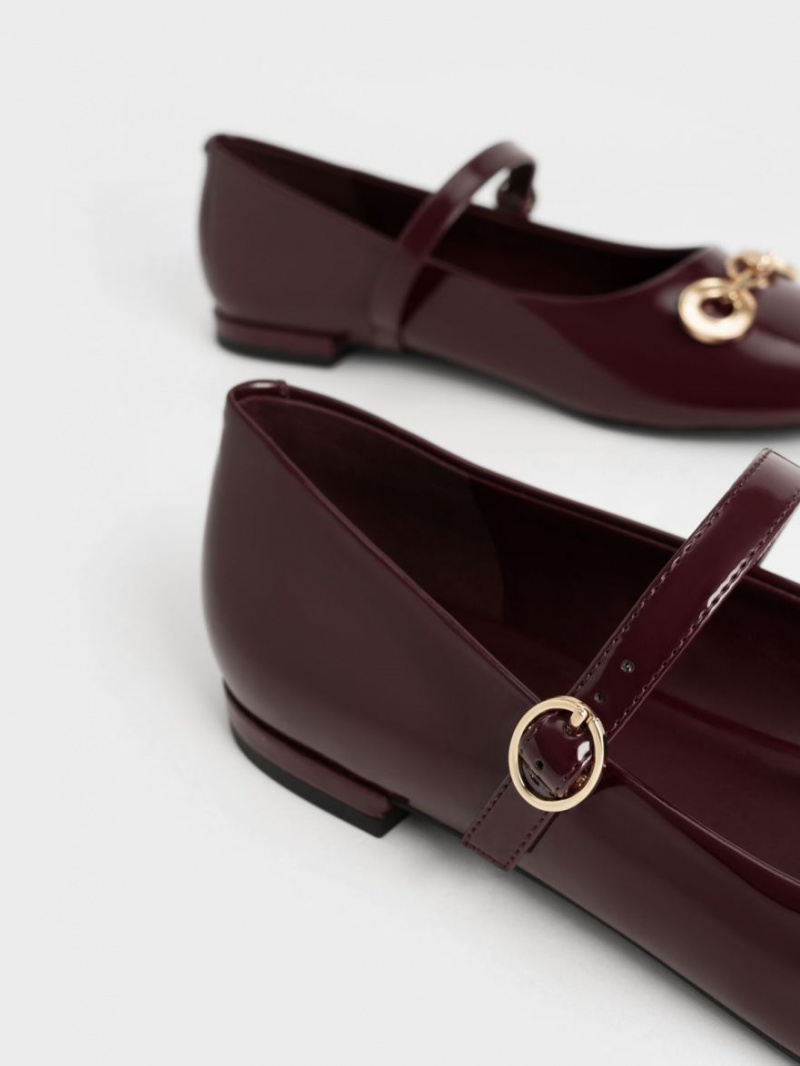 παπουτσια mary jane Charles And Keith Circle Chain-Link λουστρινι μπορντο | 10984-KGRW