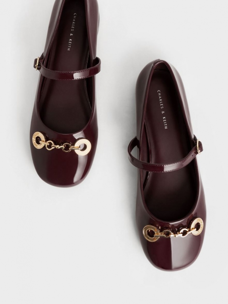παπουτσια mary jane Charles And Keith Circle Chain-Link λουστρινι μπορντο | 10984-KGRW