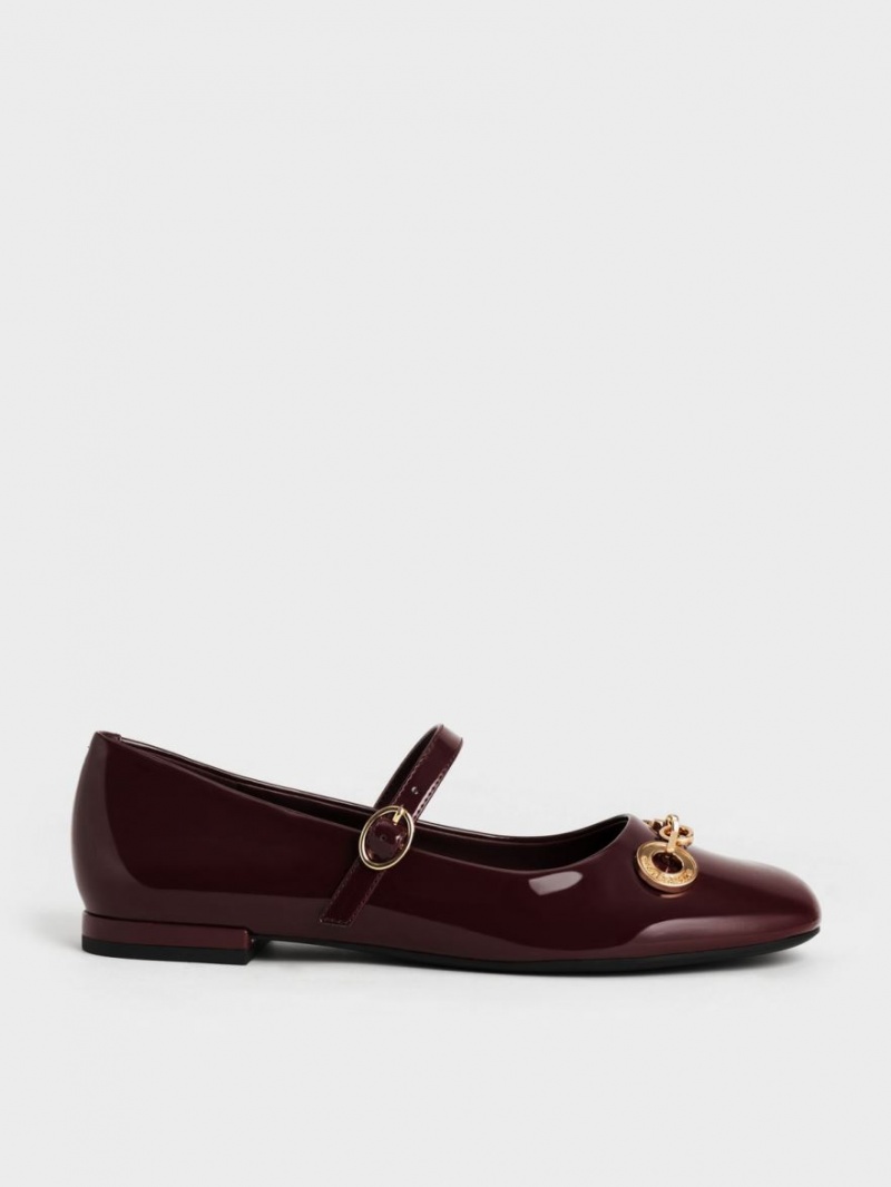 παπουτσια mary jane Charles And Keith Circle Chain-Link λουστρινι μπορντο | 10984-KGRW