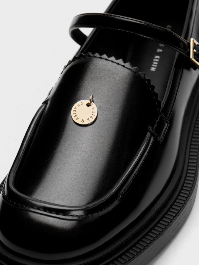 παπουτσια mary jane Charles And Keith Circle Charm μαυρα | 89347-DKNL