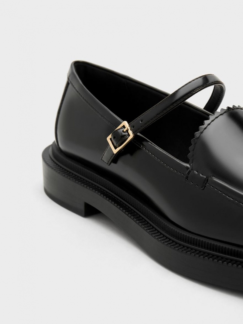 παπουτσια mary jane Charles And Keith Circle Charm μαυρα | 89347-DKNL
