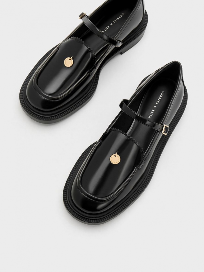 παπουτσια mary jane Charles And Keith Circle Charm μαυρα | 89347-DKNL