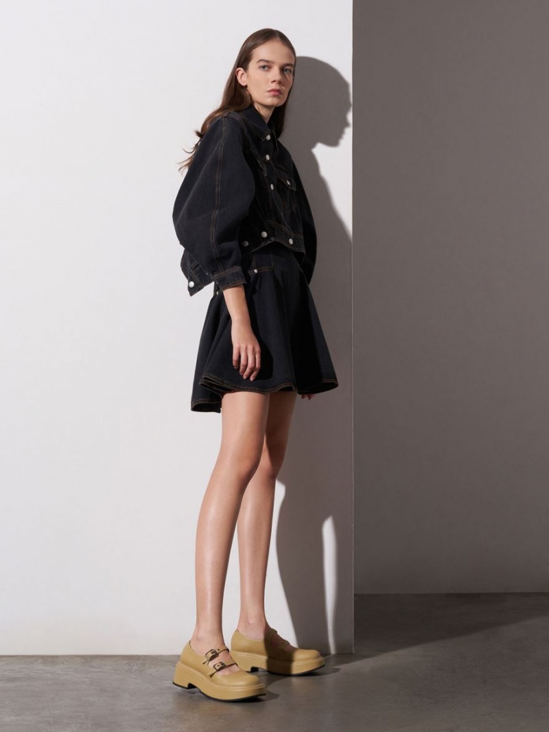 παπουτσια mary jane Charles And Keith Frankie flatforms​ Μπεζ | 80463-VGEC