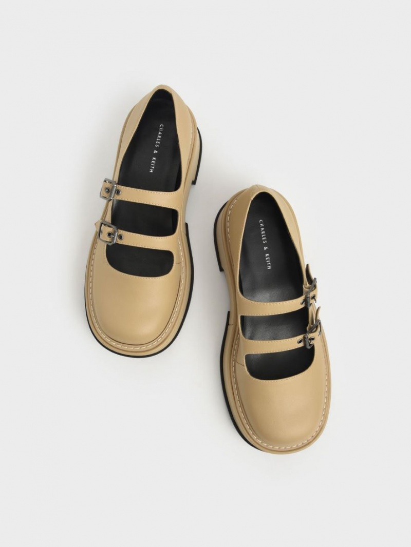 παπουτσια mary jane Charles And Keith Frankie flatforms​ Μπεζ | 80463-VGEC