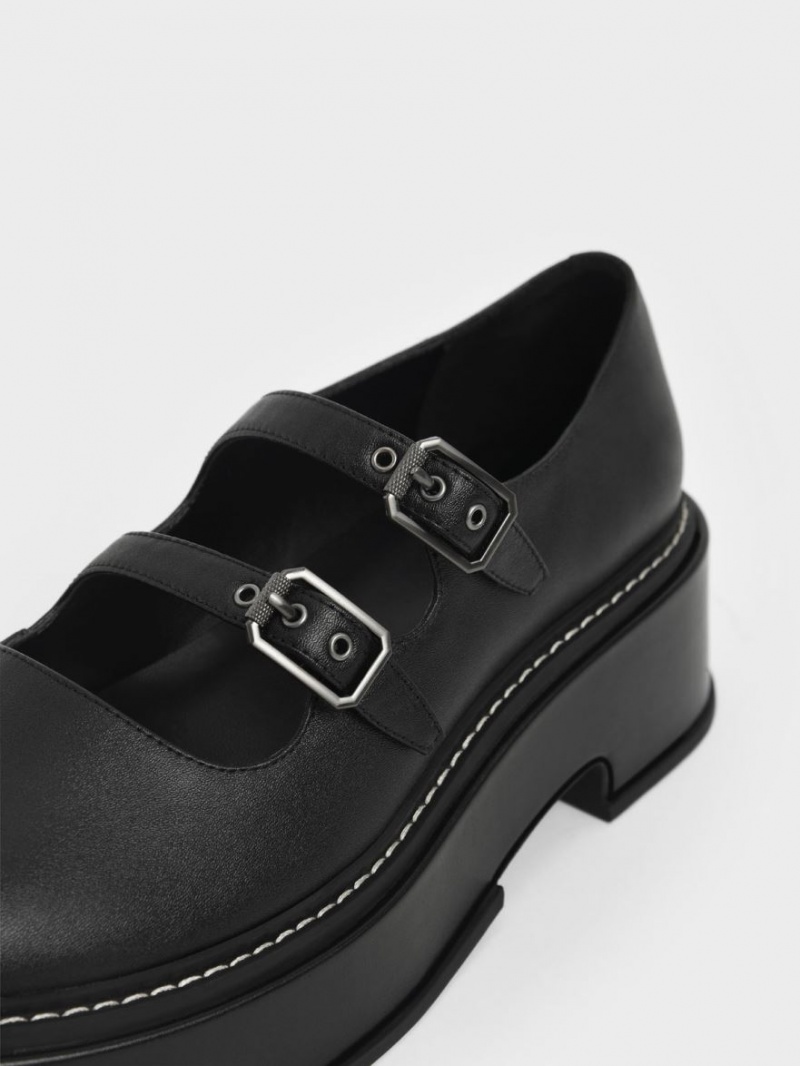 παπουτσια mary jane Charles And Keith Frankie flatforms​ μαυρα | 04635-MYJW