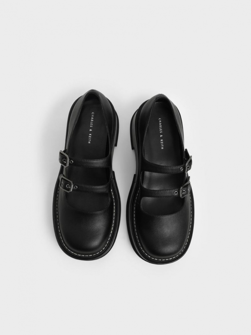 παπουτσια mary jane Charles And Keith Frankie flatforms​ μαυρα | 04635-MYJW