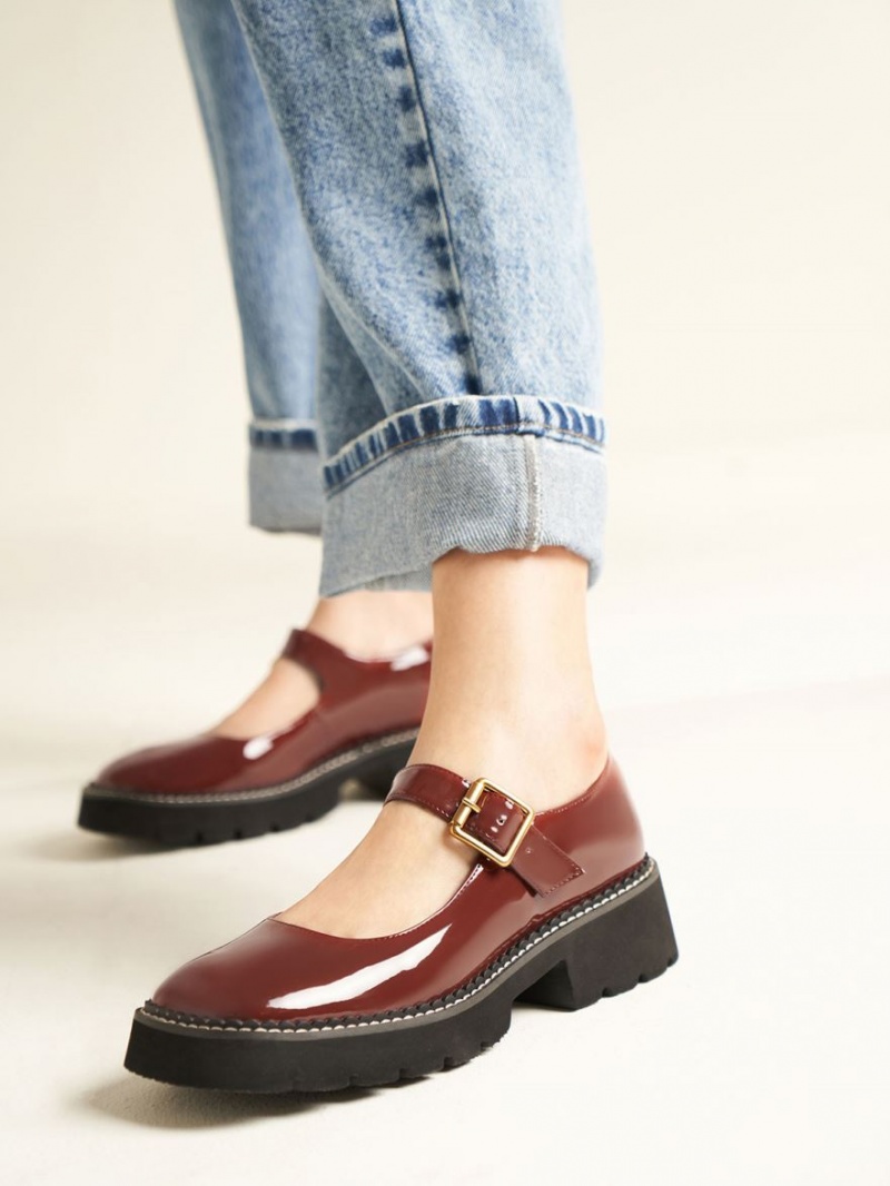 παπουτσια mary jane Charles And Keith Metallic πόρπης λουστρινι καφε | 90628-MDNB