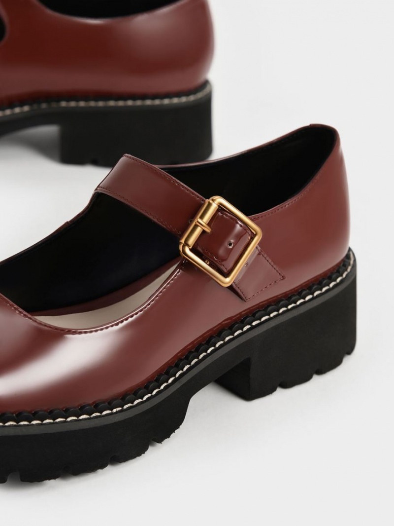 παπουτσια mary jane Charles And Keith Metallic πόρπης λουστρινι καφε | 90628-MDNB
