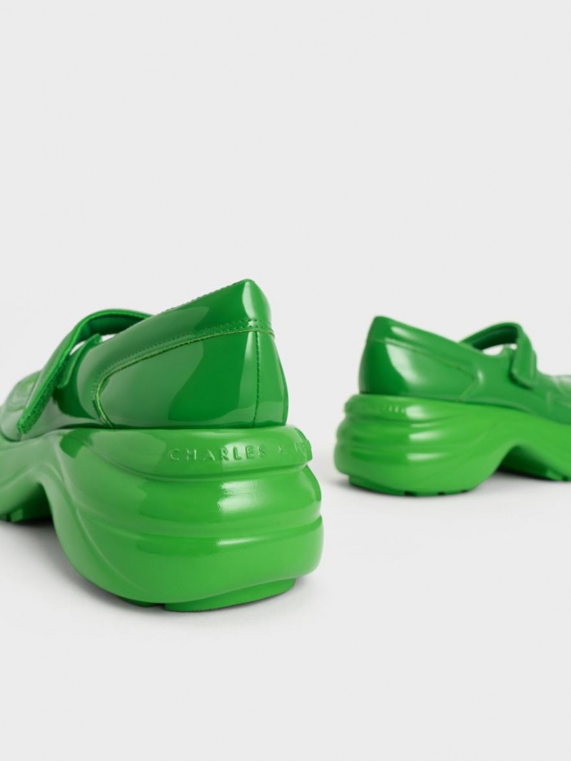 παπουτσια mary jane Charles And Keith Roony λουστρινι πρασινο | 93241-BYXL