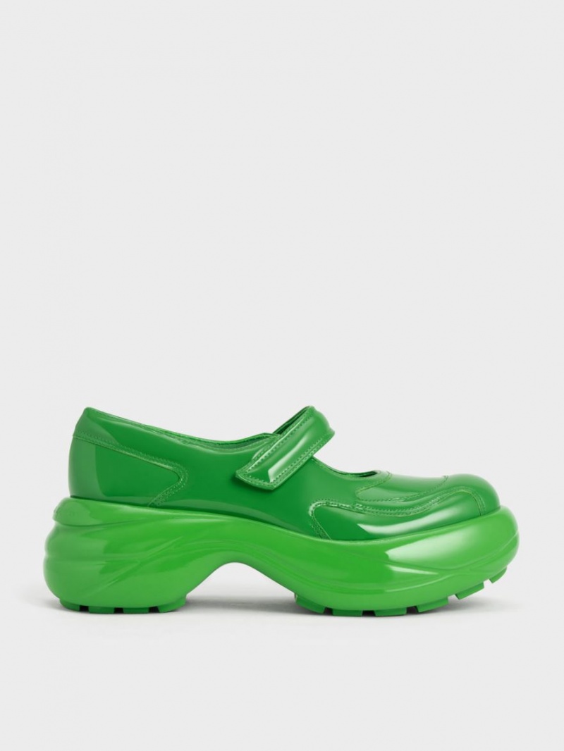 παπουτσια mary jane Charles And Keith Roony λουστρινι πρασινο | 93241-BYXL