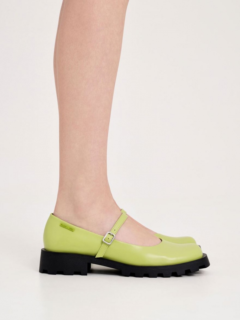 παπουτσια mary jane Charles And Keith Rounded Square-toe ανοιχτο πρασινο | 06782-JTMV