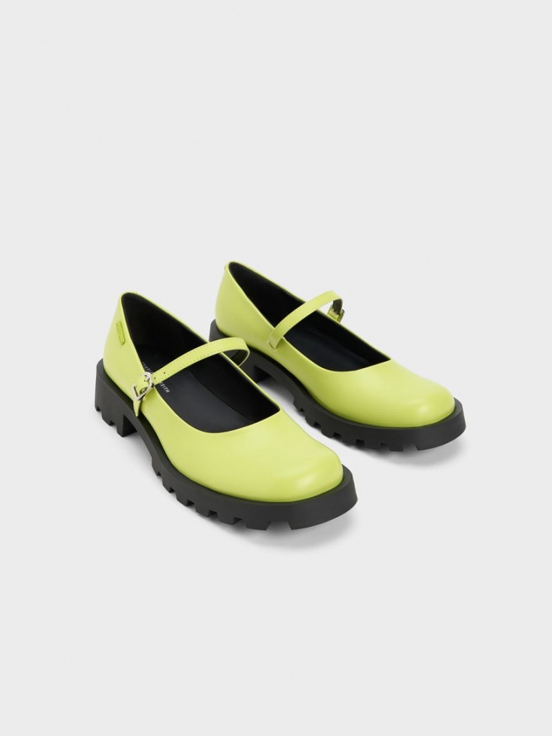παπουτσια mary jane Charles And Keith Rounded Square-toe ανοιχτο πρασινο | 06782-JTMV