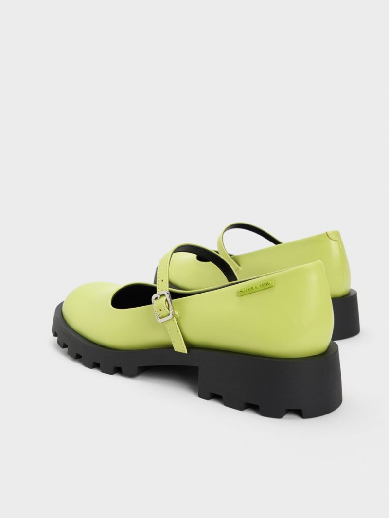 παπουτσια mary jane Charles And Keith Rounded Square-toe ανοιχτο πρασινο | 06782-JTMV