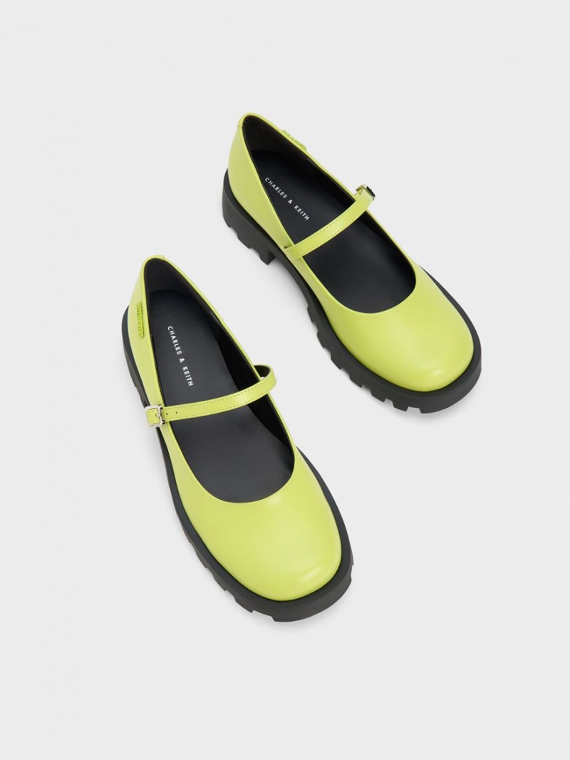 παπουτσια mary jane Charles And Keith Rounded Square-toe ανοιχτο πρασινο | 06782-JTMV