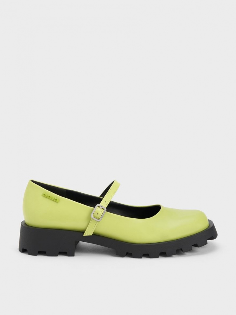 παπουτσια mary jane Charles And Keith Rounded Square-toe ανοιχτο πρασινο | 06782-JTMV
