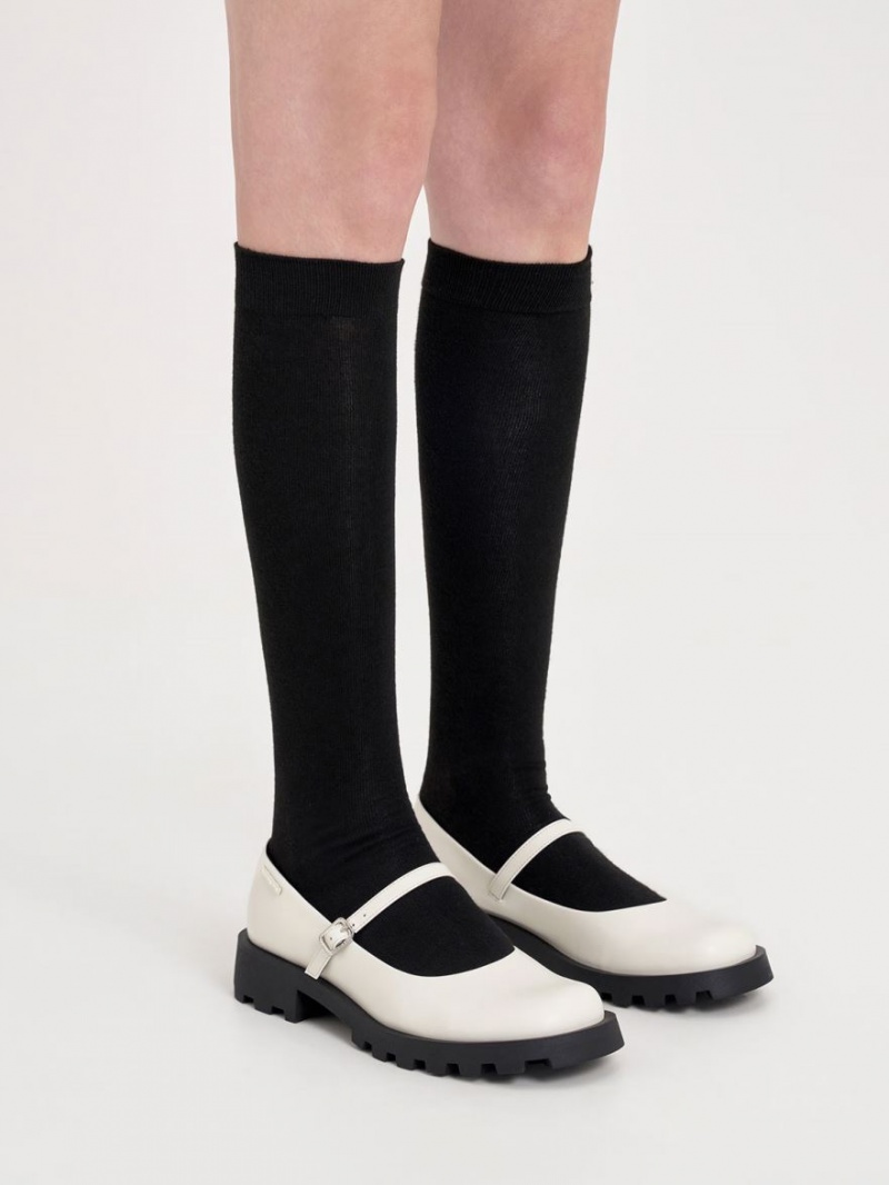 παπουτσια mary jane Charles And Keith Rounded Square-toe ασπρα | 89504-IULG