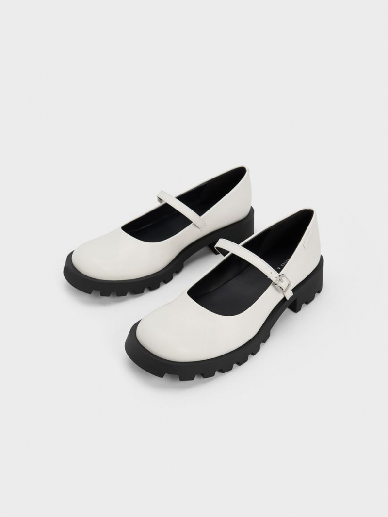 παπουτσια mary jane Charles And Keith Rounded Square-toe ασπρα | 89504-IULG