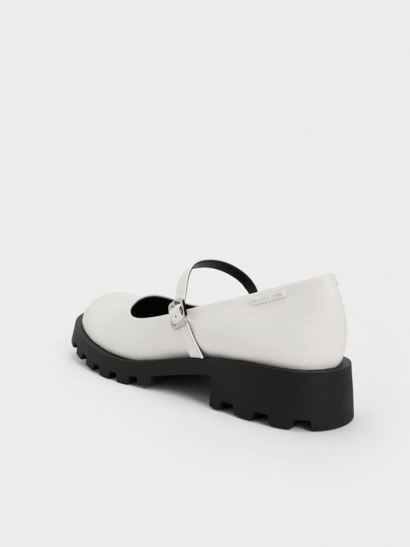 παπουτσια mary jane Charles And Keith Rounded Square-toe ασπρα | 89504-IULG