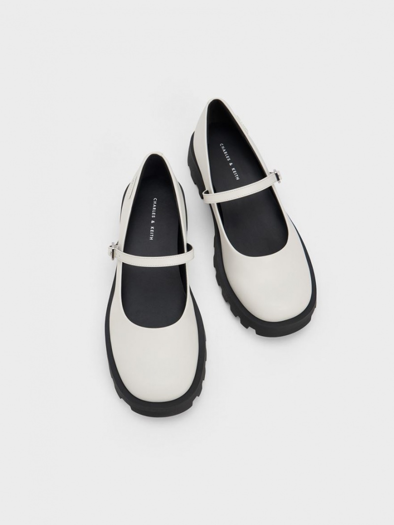 παπουτσια mary jane Charles And Keith Rounded Square-toe ασπρα | 89504-IULG
