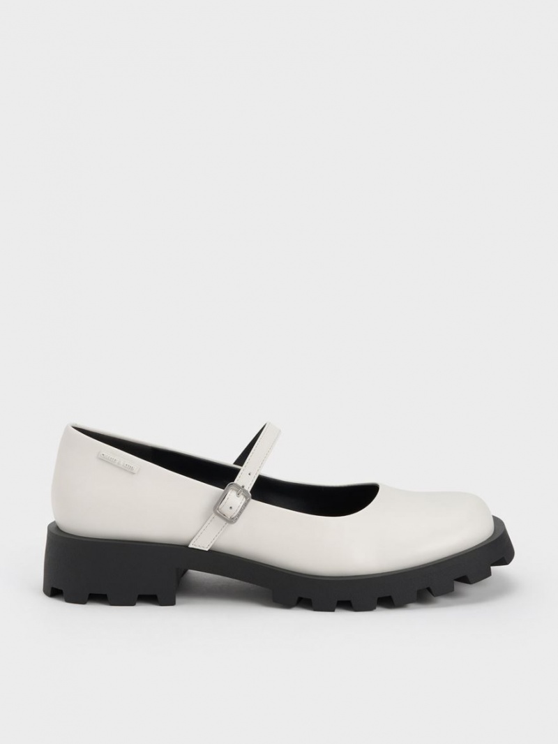 παπουτσια mary jane Charles And Keith Rounded Square-toe ασπρα | 89504-IULG