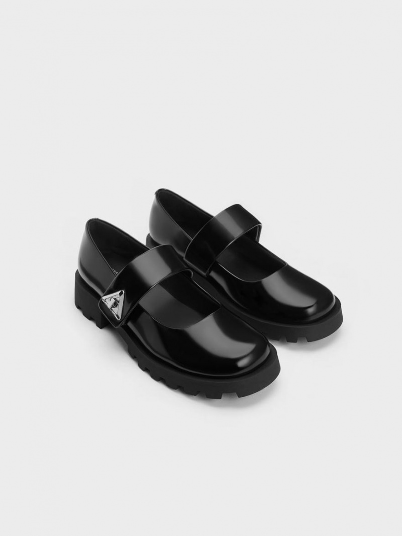 παπουτσια mary jane Charles And Keith Trice Metallic Accent μαυρα | 31602-MXDY