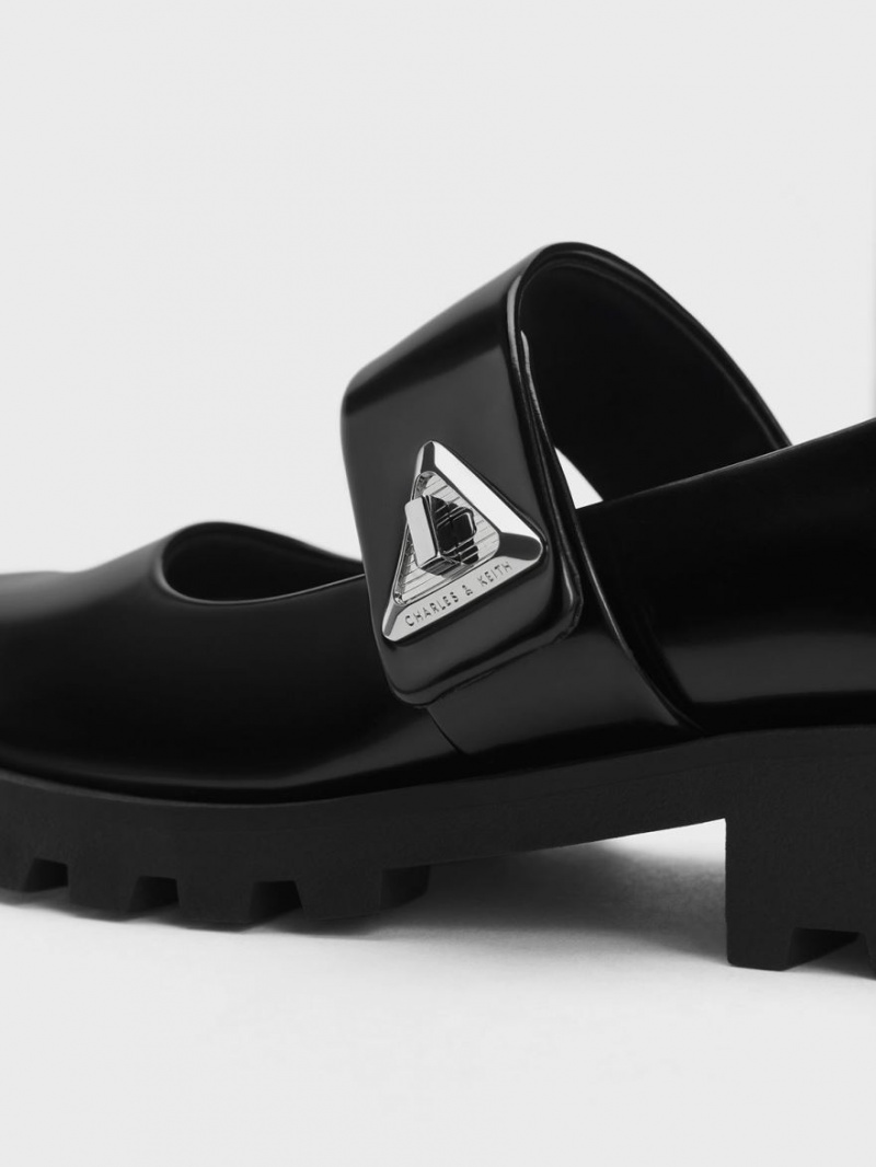 παπουτσια mary jane Charles And Keith Trice Metallic Accent μαυρα | 31602-MXDY