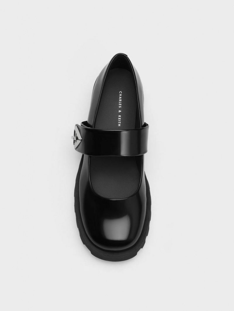 παπουτσια mary jane Charles And Keith Trice Metallic Accent μαυρα | 31602-MXDY
