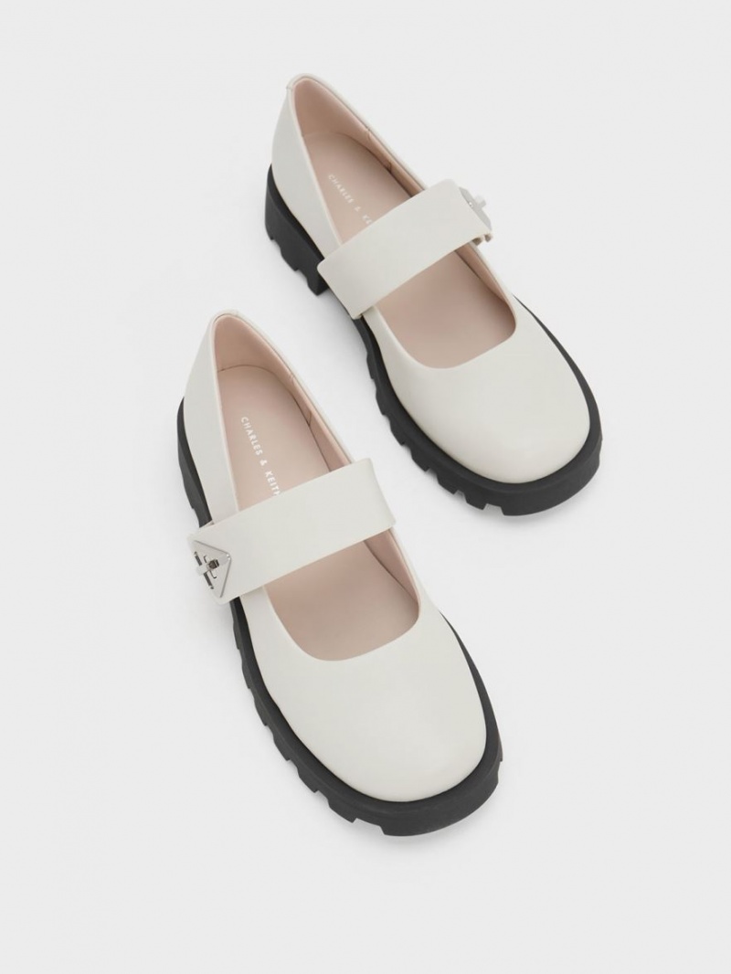 παπουτσια mary jane Charles And Keith Trice Metallic Accent ασπρα | 84673-GAXR