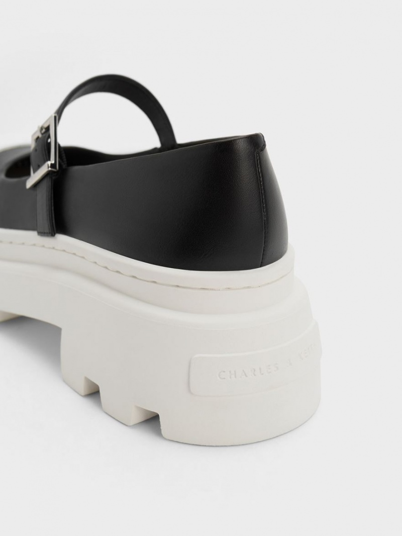 παπουτσια mary jane Charles And Keith Two-Tone flatforms μαυρα | 90627-QUYV