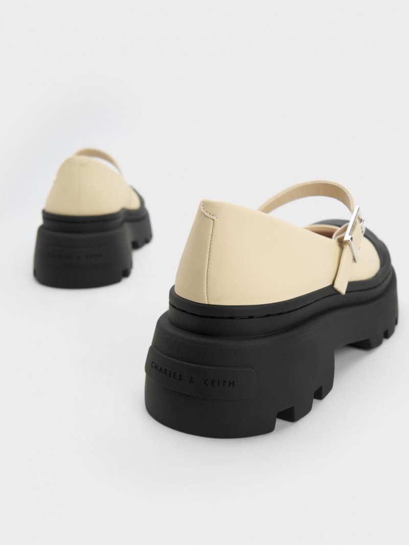 παπουτσια mary jane Charles And Keith Two-Tone flatforms Μπεζ | 42158-HTWF