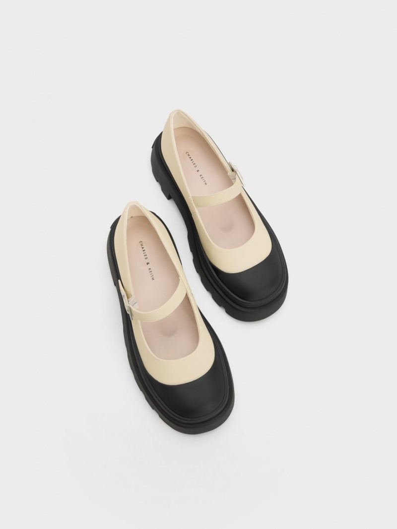 παπουτσια mary jane Charles And Keith Two-Tone flatforms Μπεζ | 42158-HTWF