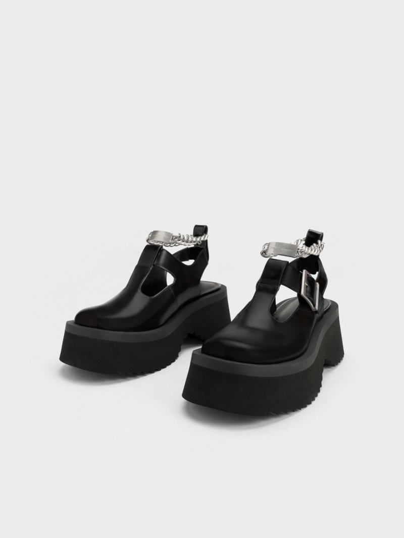 παπουτσια mary jane Charles And Keith Χοντρός Chain Cut-Out μαυρα | 36207-NRFP