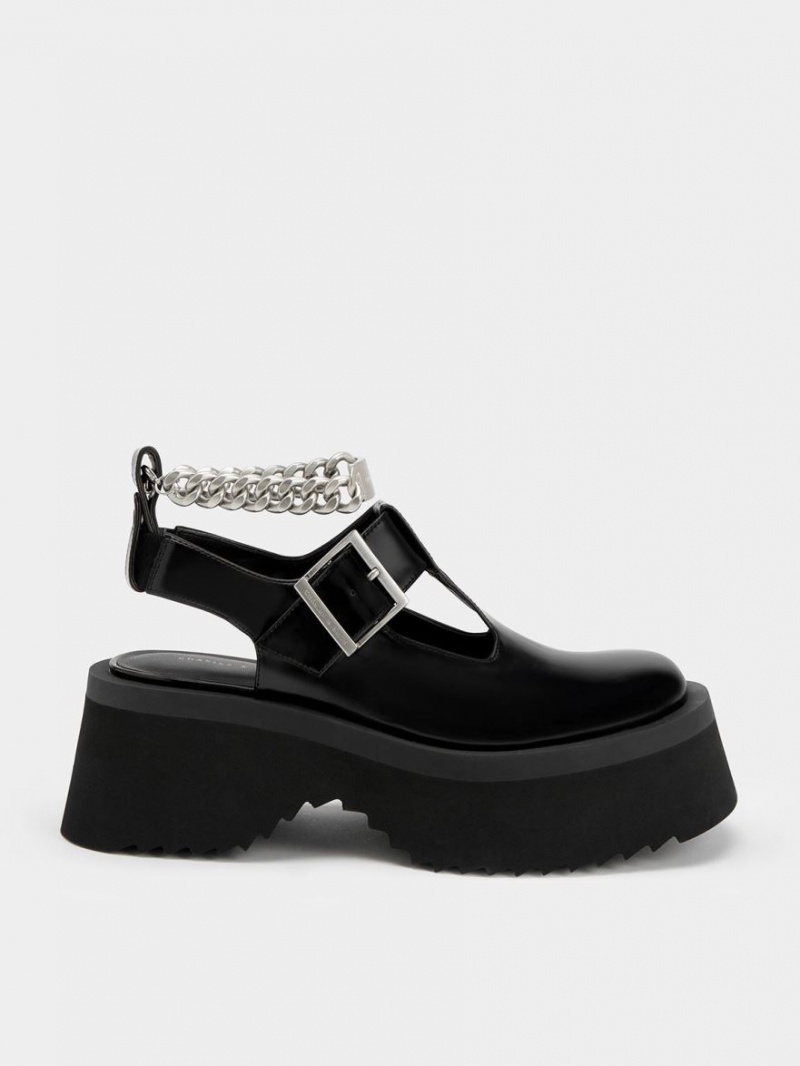 παπουτσια mary jane Charles And Keith Χοντρός Chain Cut-Out μαυρα | 36207-NRFP