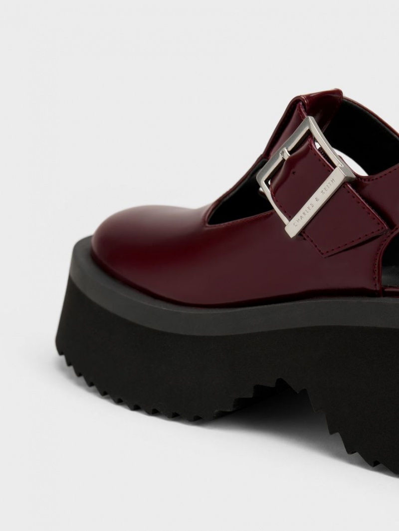 παπουτσια mary jane Charles And Keith Χοντρός Chain Cut-Out μπορντο | 58367-CVXP