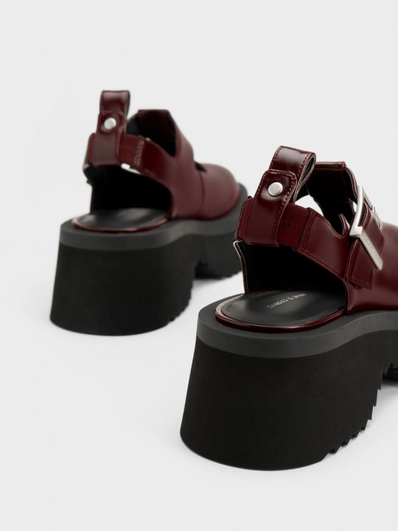 παπουτσια mary jane Charles And Keith Χοντρός Chain Cut-Out μπορντο | 58367-CVXP