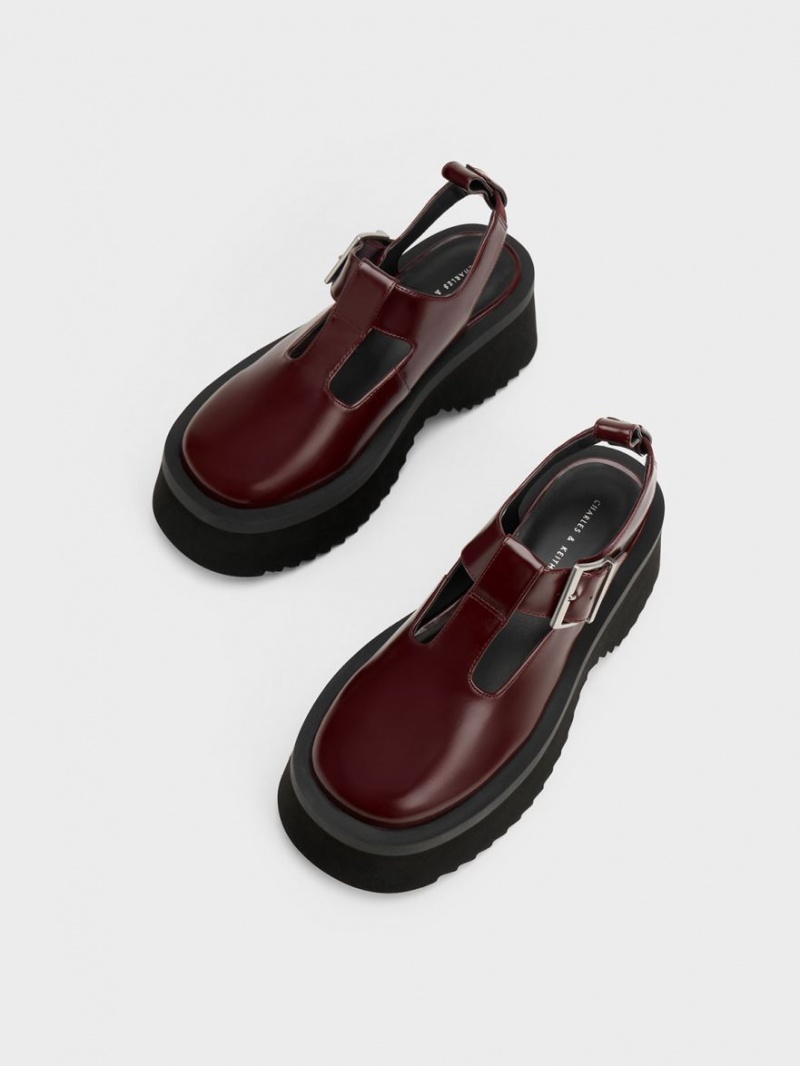 παπουτσια mary jane Charles And Keith Χοντρός Chain Cut-Out μπορντο | 58367-CVXP