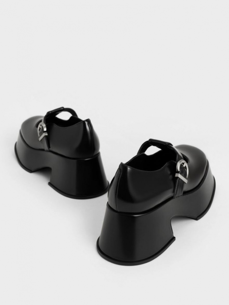 παπουτσια mary jane Charles And Keith flatforms T-Bar μαυρα | 53206-ZMIS
